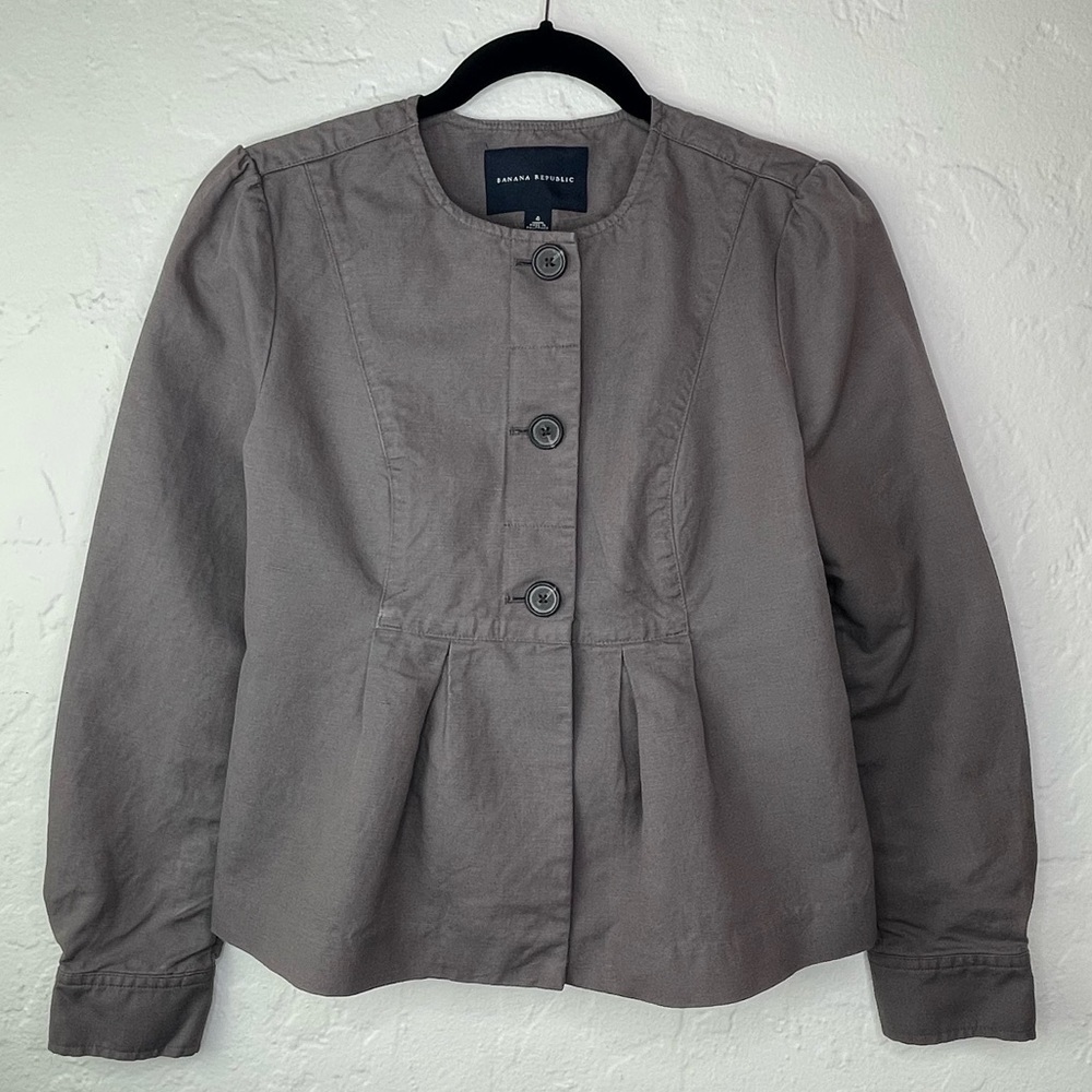 Banana Republic Gray Jacket Lightweight Women’s Size 4 Linen Cotton Blend